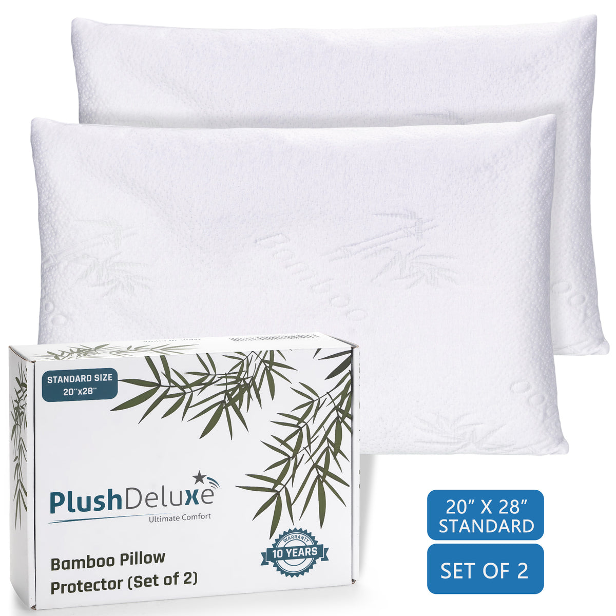 Bamboo Pillow Protector with Zipper Protects Against Bed Bugs